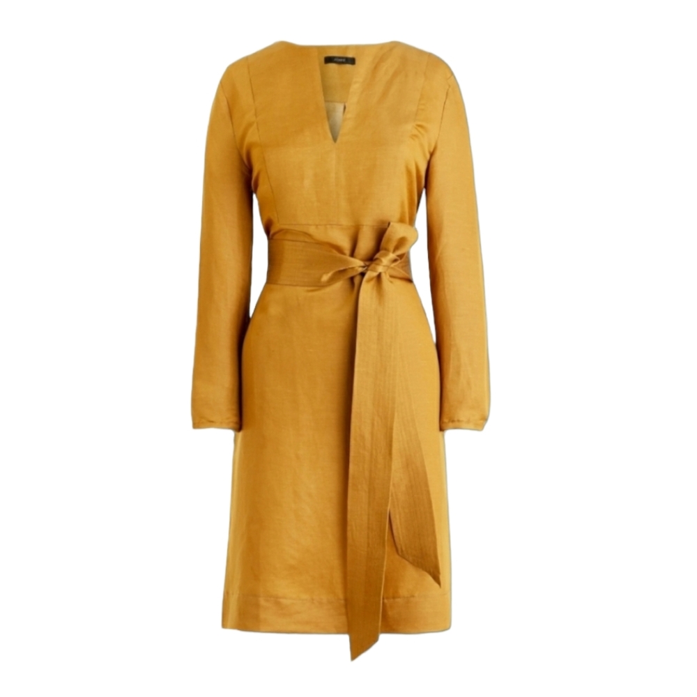 J. Crew Linen Blend V-neck dress Antique Gold